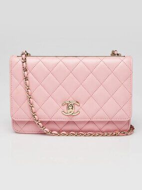 Chanel Pink Quilted Lambskin Leather Trendy WOC Clutch Bag